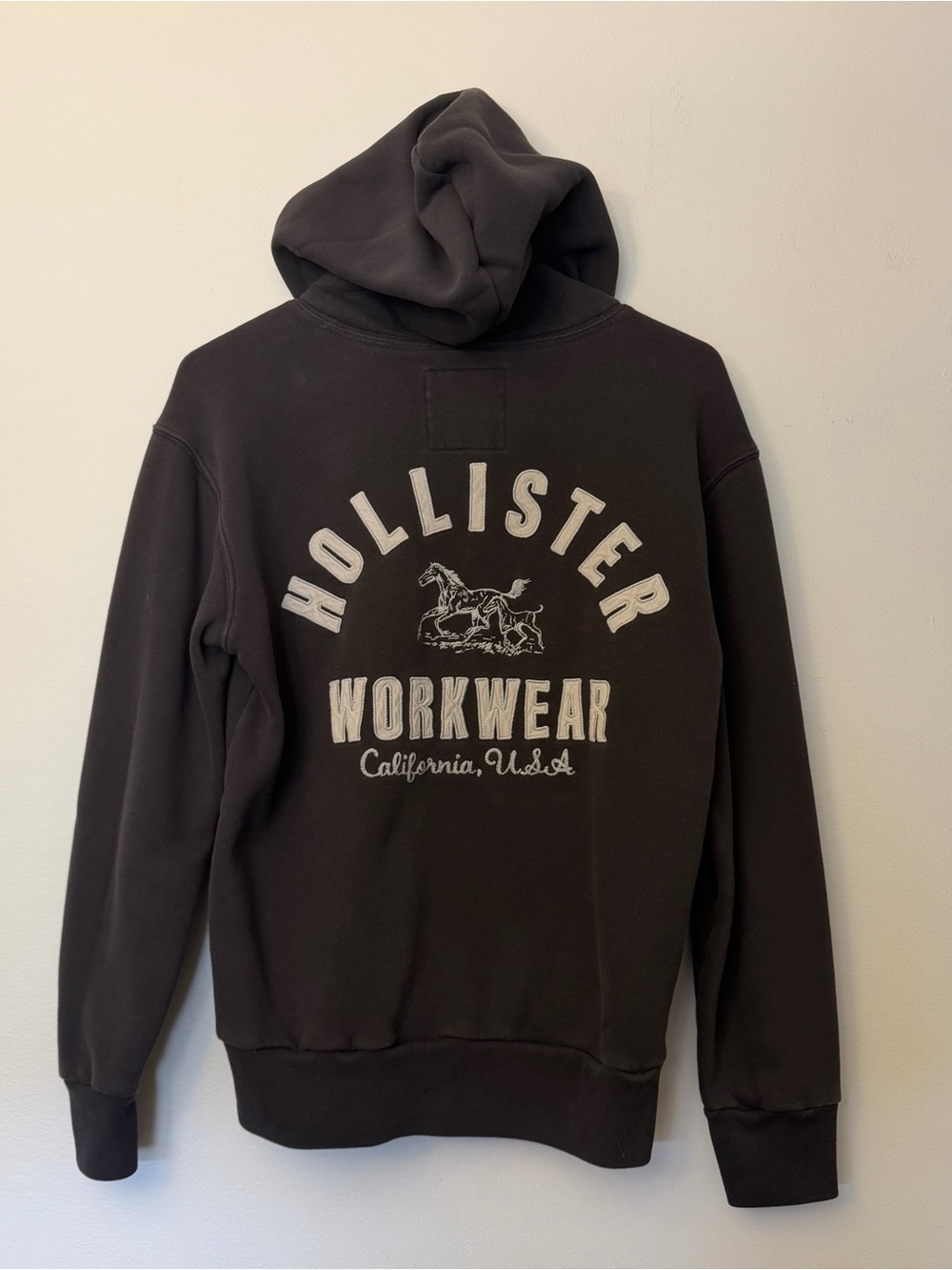 Hollister Men's dark gray charcoal Workwear Pullover Hoodie XS HTF